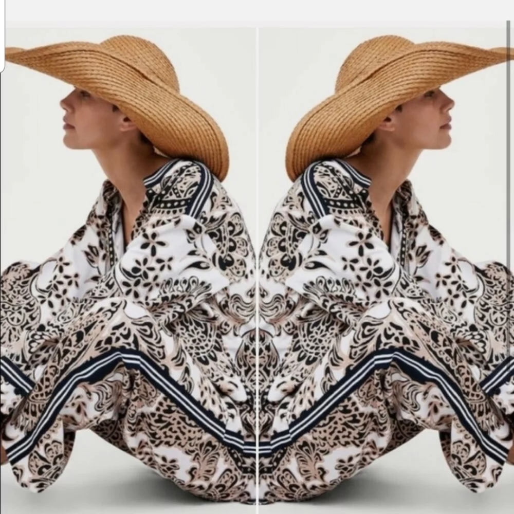 Zara Paisley long oversized shirt